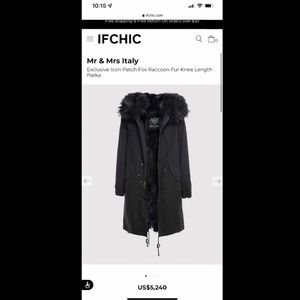 Mr & Mrs Italy Black Parka Raccoon Fur